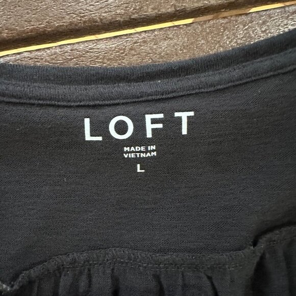 LOFT Semi Sheer Sleeve Detail Black Thin Sweater Top Size Large - Picture 11 of 12